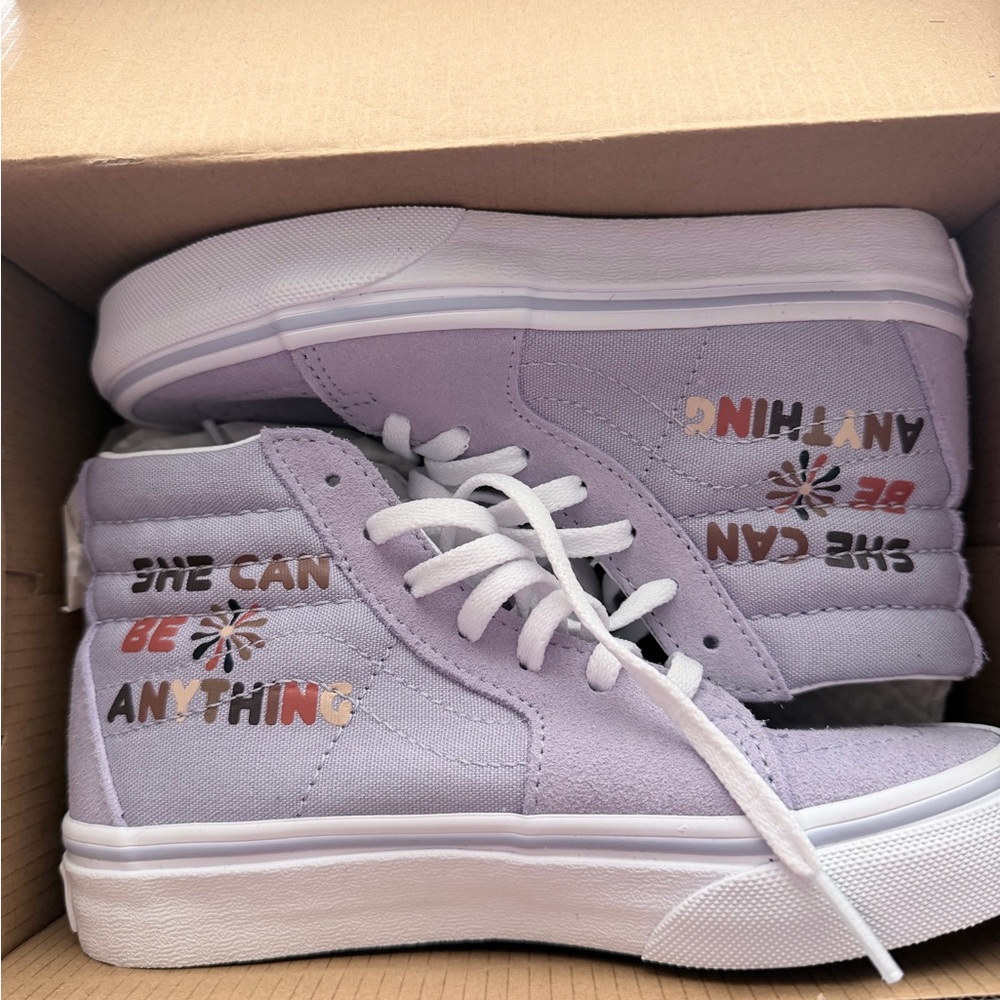 Vans Lilac High Top Sneakers with White Soles